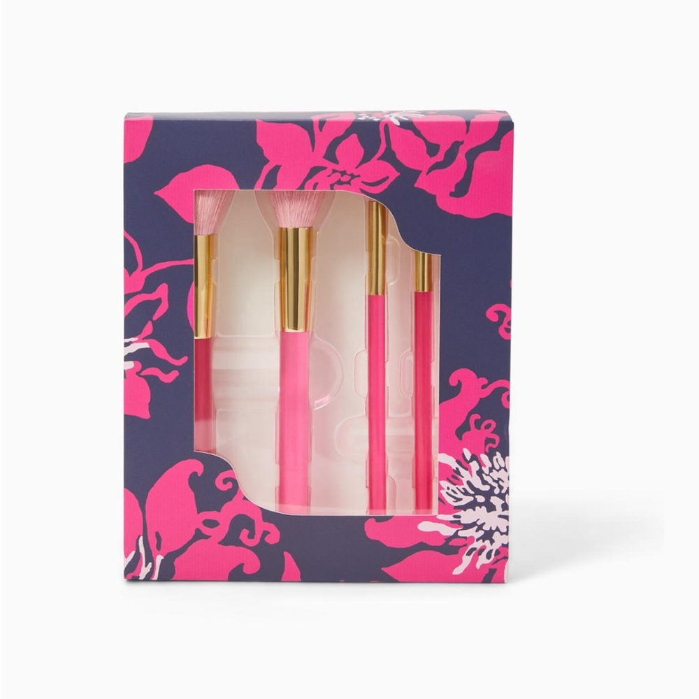 NWT Lilly Pulitzer Pink and Gold Makeup Brush Set
